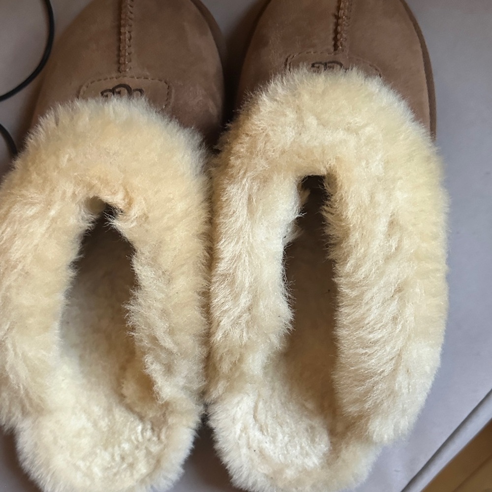 UGG Women's Chestnut Suede Slippers with Cream Shearling